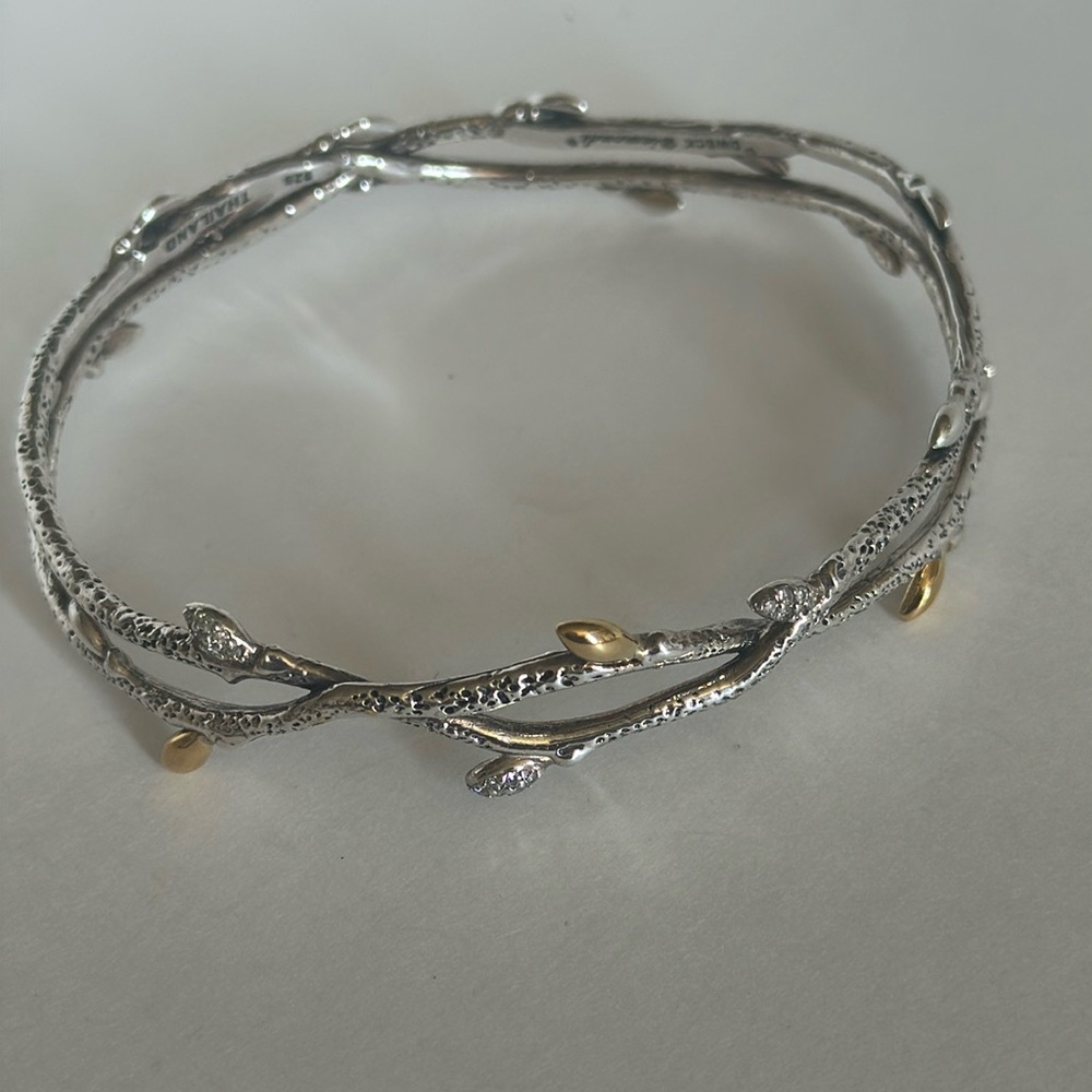 Stephen Dweck Diamonds Fortuna Branch Vine Twig Bangle Bracelet 7.75.